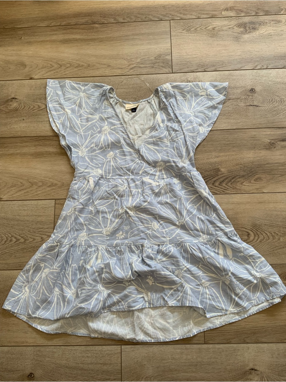 Universal Thread Light Blue and White Floral Wrap Dress